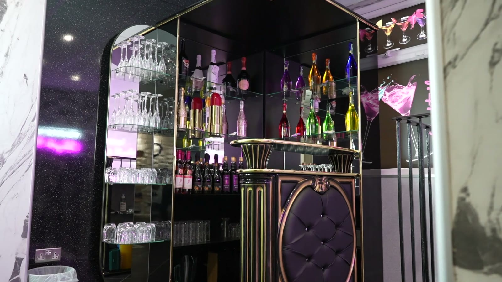 The neon-lit bar at Bright Smiles Beauty